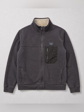Abercrombie & Fitch Kids Charcoal Sherpa-Lined Zip Jacket